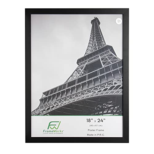 FrameWorks 18” x 24” 2-Pack Black Back-Loading Wooden Poster Frame with Classic Edges
