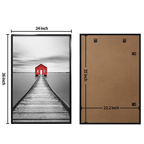 ELSKER&HOME 24x36 Poster Frame 3 Pack, Black Picture Frame for Horizontal or Vertical Wall Mounting, Durable and Scratch-proof