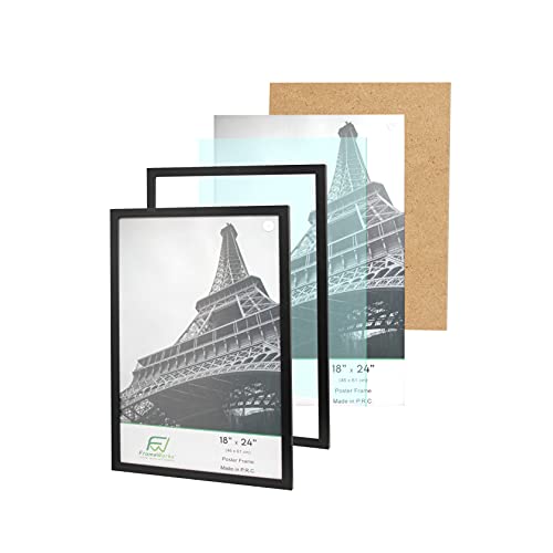 FrameWorks 18” x 24” 2-Pack Black Back-Loading Wooden Poster Frame with Classic Edges